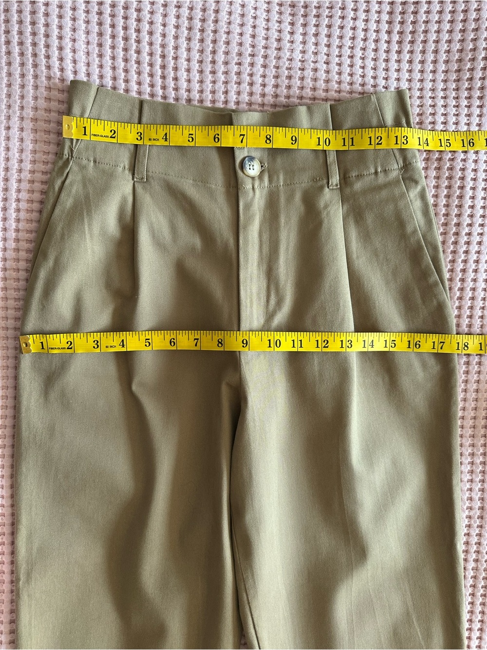 NEW ZARA High-Waisted Pleated Tapered Pants Khaki Beige - Picture 9 of 12